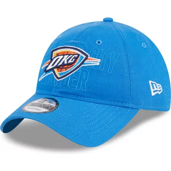 Boné curvo azul ajustável 9TWENTY Draft Edition 2023 da Oklahoma City Thunder NBA da New Era