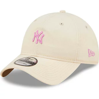 Boné curvo rosa claro ajustável com logo rosa 9TWENTY Mini Logo da New York Yankees MLB da New Era