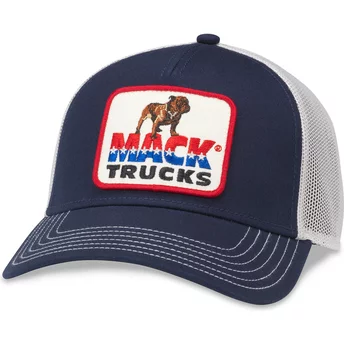 Boné trucker azul e branco snapback Mack Trucks Twill Valin Patch da American Needle