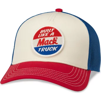 Boné trucker branco, azul e vermelho snapback Mack Trucks Twill Valin Patch da American Needle