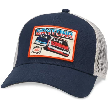 Boné trucker azul marinho e branco snapback Daytona International Speedway Valin da American Needle