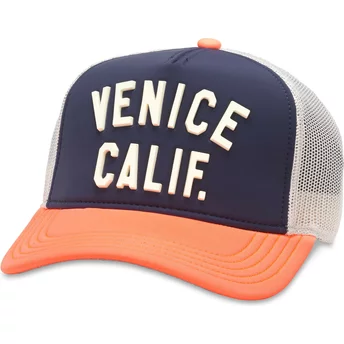 Boné trucker azul marinho, branco e laranja snapback Venice Beach California Riptide Valin da American Needle