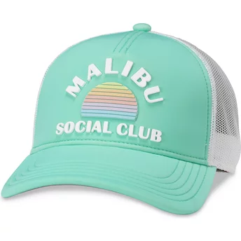 Boné trucker verde e branco snapback Malibu Social Club Riptide Valin da American Needle