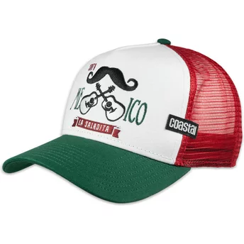 Boné trucker branco, vermelho e verde Mexican Mustache HFT da Coastal