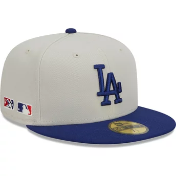 Boné plano cinza e azul justo 59FIFTY Farm Team da Los Angeles Dodgers MLB da New Era