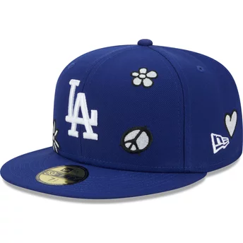 Boné plano azul justo 59FIFTY Sunlight Pop da Los Angeles Dodgers MLB da New Era