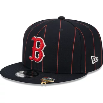 Boné plano azul marinho snapback 9FIFTY Pinstripe Visor Clip da Boston Red Sox MLB da New Era