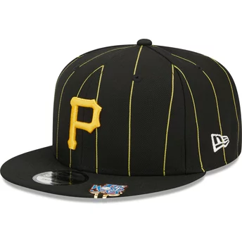 Boné plano preto snapback 9FIFTY Pinstripe Visor Clip da Pittsburgh Pirates MLB da New Era