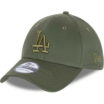 Boné curvo verde justo com logo verde 39THIRTY League Essential da Los Angeles Dodgers MLB da New Era