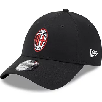 Boné curvo preto ajustável 9FORTY Core da AC Milan Serie A da New Era