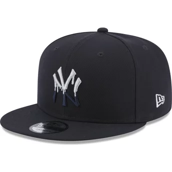Boné plano azul marinho snapback 9FIFTY Team Drip da New York Yankees MLB da New Era