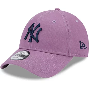 Boné curvo violeta ajustável com logo azul marinho 9FORTY League Essential da New York Yankees MLB da New Era