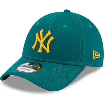 Boné curvo verde ajustável com logo amarelo 9FORTY League Essential da New York Yankees MLB da New Era