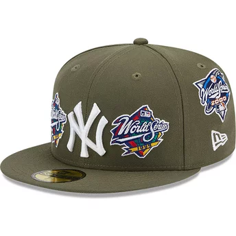 Boné plano verde justo 59FIFTY World Series da New York Yankees MLB da New Era