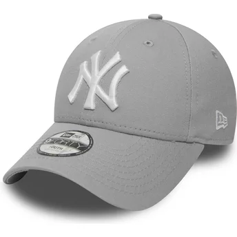 Boné curvo cinza ajustável para criança 9FORTY Essential dos New York Yankees MLB da New Era