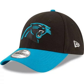 Boné curvo preto e azul ajustável 9FORTY The League da Carolina Panthers NFL da New Era