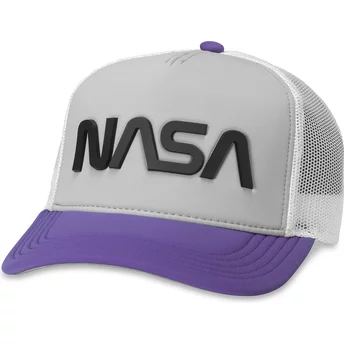 Boné trucker cinza, branco e violeta snapback NASA Riptide Valin da American Needle