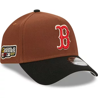 Boné curvo castanho e preto snapback 9FORTY A Frame Harvest da Boston Red Sox MLB da New Era