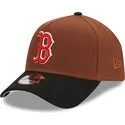 bone-curvo-castanho-e-preto-snapback-9forty-a-frame-harvest-da-boston-red-sox-mlb-da-new-era