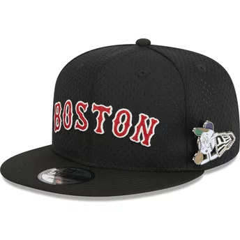 Boné plano preto snapback 9FIFTY Post-Up Pin da Boston Red Sox MLB da New Era