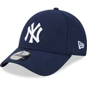 bone-curvo-azul-marinho-ajustavel-9forty-essential-melton-wool-da-new-york-yankees-mlb-da-new-era