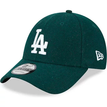 Boné curvo verde ajustável 9FORTY Essential Melton Wool da Los Angeles Dodgers MLB da New Era