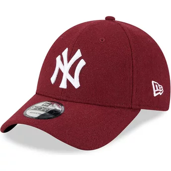 Boné curvo vermelho ajustável 9FORTY Essential Melton Wool da New York Yankees MLB da New Era