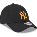 bone-curvo-preto-ajustavel-com-logo-laranja-9forty-league-essential-da-new-york-yankees-mlb-da-new-era