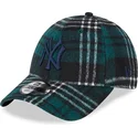 bone-curvo-verde-ajustavel-com-logo-azul-9forty-check-da-new-york-yankees-mlb-da-new-era