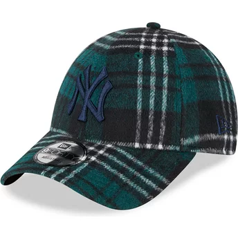 Boné curvo verde ajustável com logo azul 9FORTY Check da New York Yankees MLB da New Era