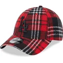 bone-curvo-vermelho-ajustavel-com-logo-preto-9forty-check-da-los-angeles-dodgers-mlb-da-new-era