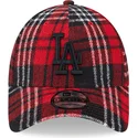 bone-curvo-vermelho-ajustavel-com-logo-preto-9forty-check-da-los-angeles-dodgers-mlb-da-new-era