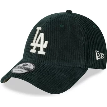 Boné curvo verde ajustável com logo bege 9FORTY Wide Cord da Los Angeles Dodgers MLB da New Era