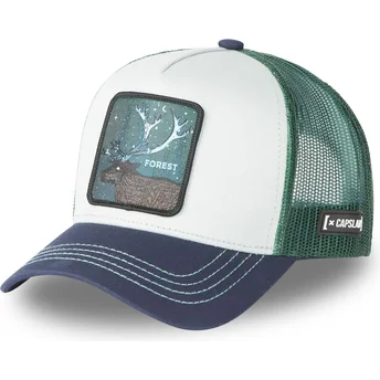 Boné trucker branco, verde e azul cervo Forest CAS2 FOR3 Beasts da Capslab