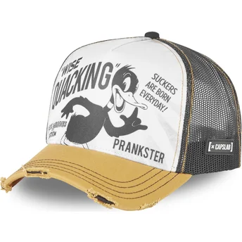 Boné trucker branco, preto e amarelo Patolino LOO8 DUC1 Looney Tunes da Capslab