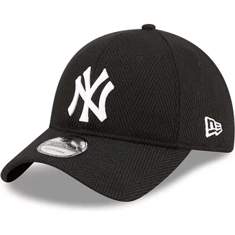 Boné curvo preto ajustável 9TWENTY Herringbone da New York Yankees MLB da New Era