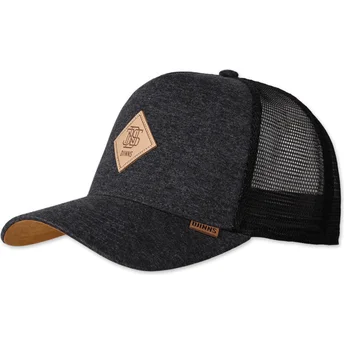 Boné trucker cinza escuro e preto HFT Camisola Patch da Djinns