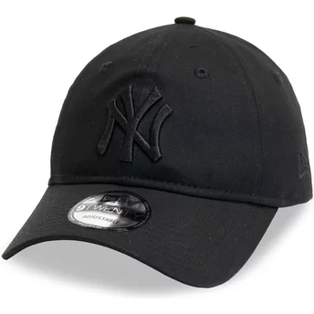 Boné curvo preto ajustável com logo preto 9TWENTY League Essential da New York Yankees MLB da New Era