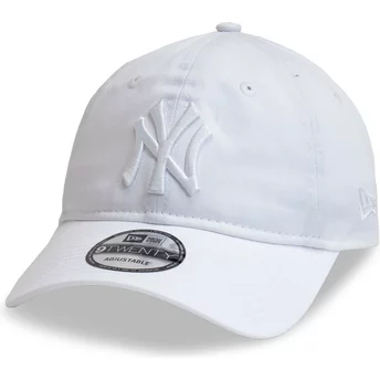 Boné curvo branco ajustável com logo branco 9TWENTY League Essential da New York Yankees MLB da New Era