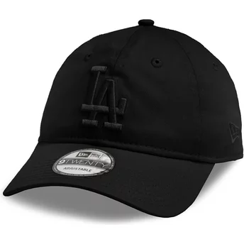 Boné curvo preto ajustável com logo preto 9TWENTY League Essential da Los Angeles Dodgers MLB da New Era