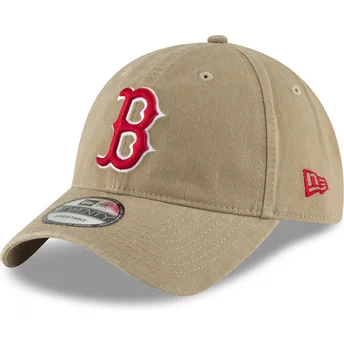 Boné curvo castanho claro ajustável com logo vermelho 9TWENTY Core Classic da Boston Red Sox MLB da New Era