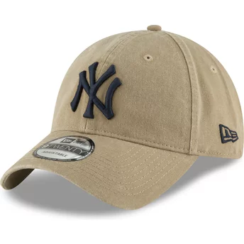 Boné curvo castanho claro ajustável com logo azul marinho 9TWENTY Core Classic da New York Yankees MLB da New Era