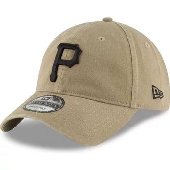 Boné curvo castanho claro ajustável com logo preto 9TWENTY Core Classic da Pittsburgh Pirates MLB da New Era