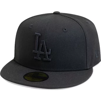 Boné plano preto justo com logo preto 59FIFTY League Essential da Los Angeles Dodgers MLB da New Era