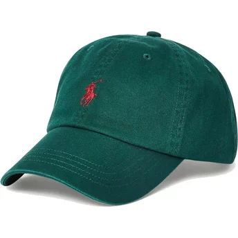 Boné curvo verde escuro ajustável com logo vermelho Cotton Chino Classic Sport da Polo Ralph Lauren
