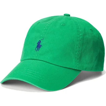 Boné curvo verde ajustável com logo azul Cotton Chino Classic Sport da Polo Ralph Lauren