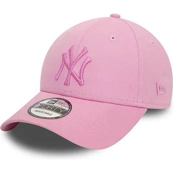 Boné curvo rosa ajustável com logo rosa 9FORTY League Essential da New York Yankees MLB da New Era