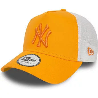 Boné trucker laranja e branco com logo laranja A Frame League Essential da New York Yankees MLB da New Era