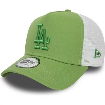 Boné trucker verde e branco com logo verde A Frame League Essential da Los Angeles Dodgers MLB da New Era