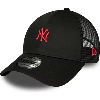 Boné curvo preto ajustável com logo vermelho 9FORTY Home Field da New York Yankees MLB da New Era